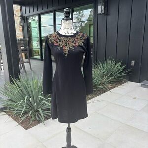 Vintage Carole Little Embellished Knit Dress | Made in Hong Kong | Petite P